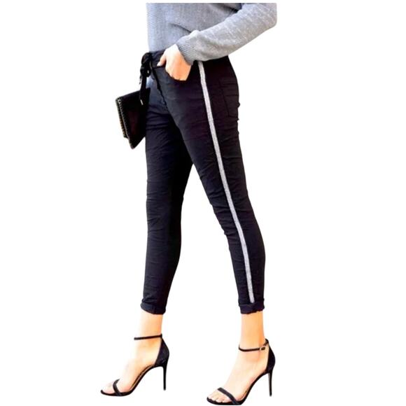 RHINESTONE SIDE STRIPE CRINKLE JOGGER 60679-60038 SMALL - Picture 6 of 6